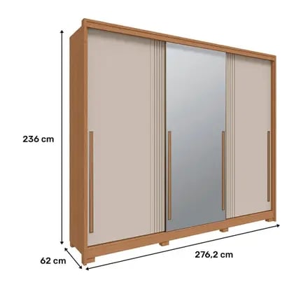 Roupeiro Rimo New Guarapari 3 Portas Deslizantes com Espelho/ com pes | ELETRO KIT (3)