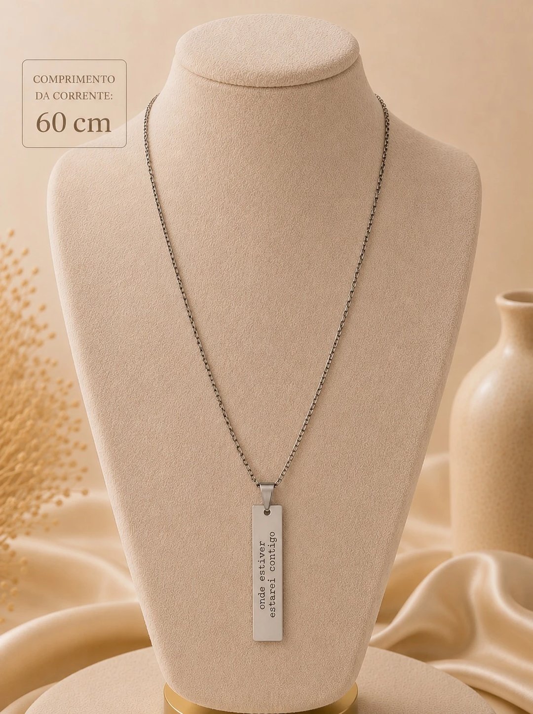 Colar Chapa Retangular Personalizável - Aço Inox | Like Joias e Acessórios (2)