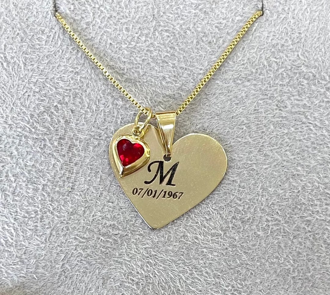Colar Personalizável Coração - Banho de Ouro | Like Joias e Acessórios (3)