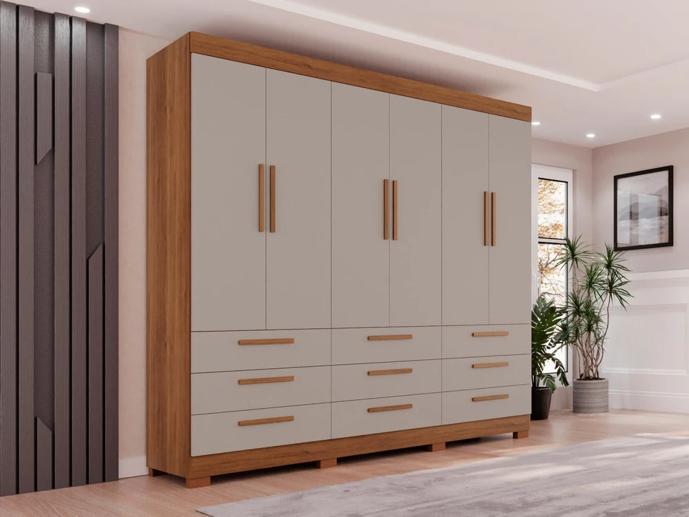 Roupeiro Salleto Dinamarca 6 Portas e 9 Gavetas | ELETRO KIT