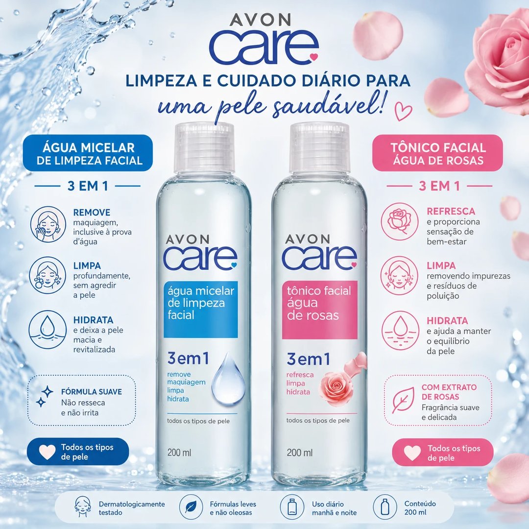 Agua 3em1 AVON CARE 200ml | Loja Chrysdape