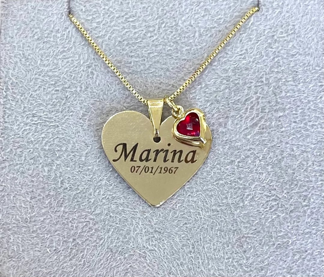 Colar Personalizável Coração - Banho de Ouro | Like Joias e Acessórios (4)