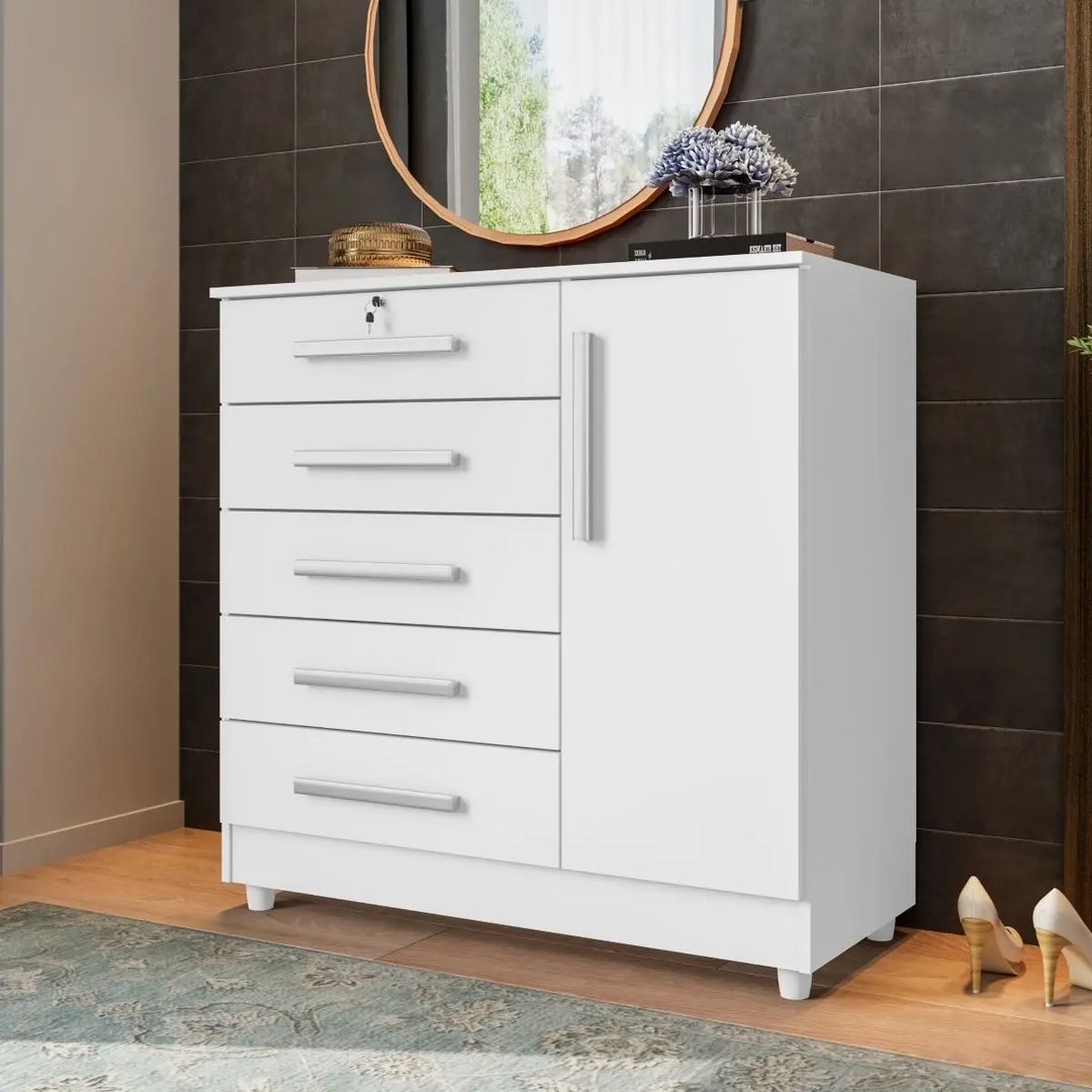 Cômoda Rud Rack Vitória II Com 5 Gavetas 1 Porta | ELETRO KIT