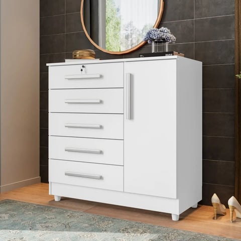 Cômoda Rud Rack Vitória II Com 5 Gavetas 1 Porta | ELETRO KIT