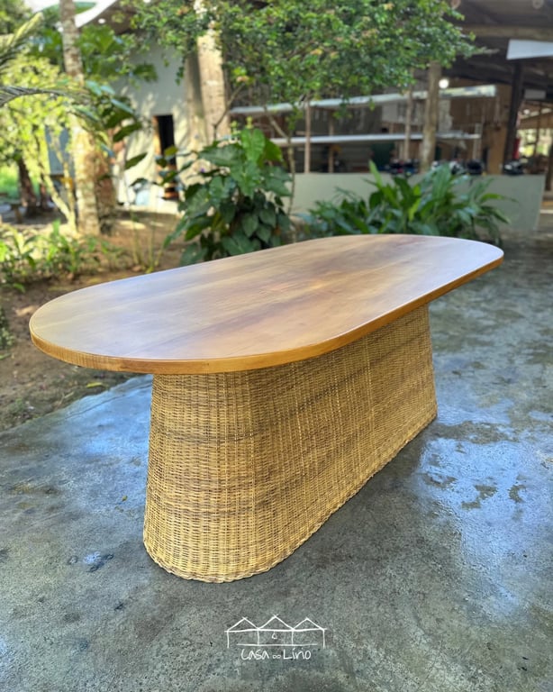 Mesa Cone Oval Em Junco Natural | Casa do Lírio