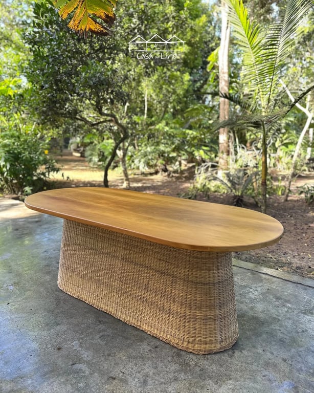 Mesa Cone Oval Em Junco Natural | Casa do Lírio (3)