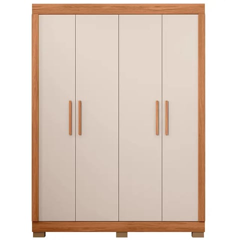 Guarda-Roupa Solteiro 4 Portas Bater 2 Gavetas Éden Caemmun Roupeiro - Freijo/Off White | Decoralar móveis e eletrodomésticos