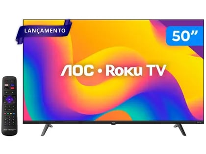 Smart TV 50" AOC 4K DLED 50U7045/78G Roku TV Quad Core 3 HDMI | Decoralar móveis e eletrodomésticos