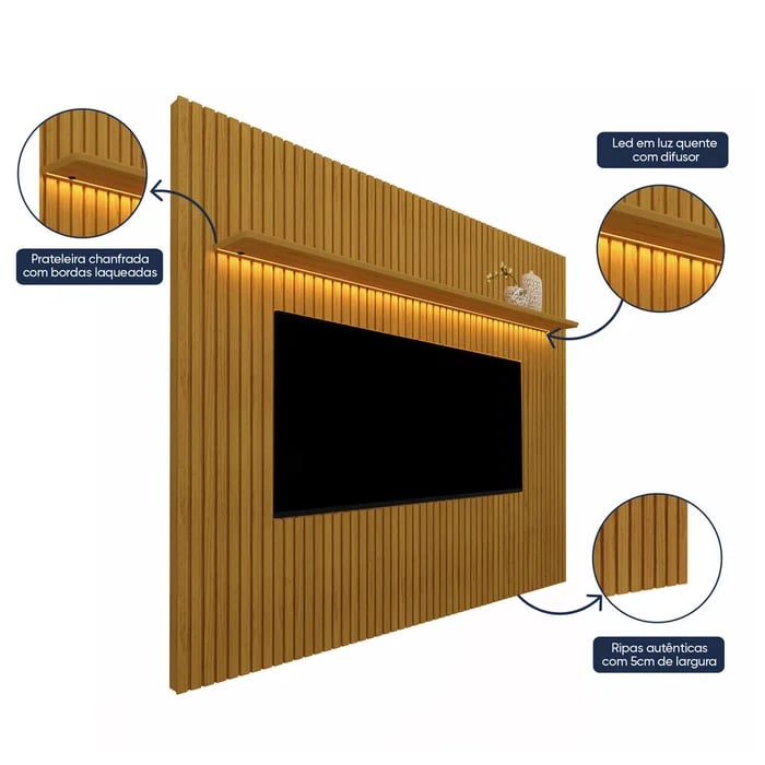 Conjunto Gélius - Painel Nobre + Rack Requinte | ELETRO KIT (3)