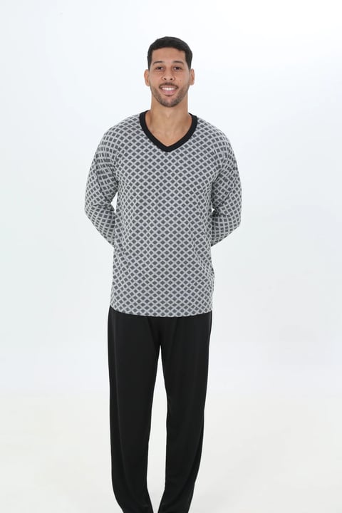 PIJAMA INVERNO MASCULINO MALHA FRIA | Gatto Style