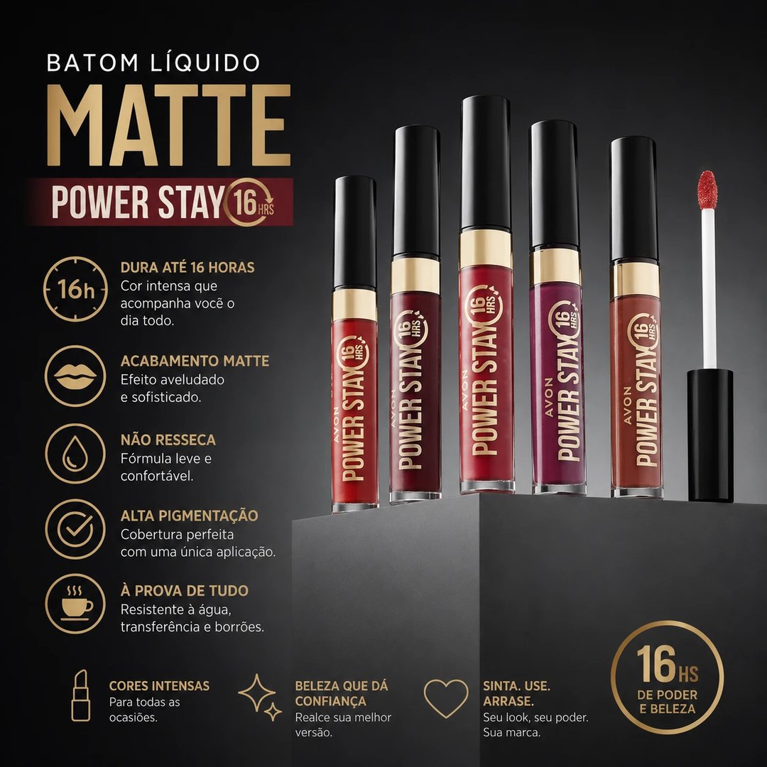 Batom liquido matte Power Stay 16hs | Loja Chrysdape