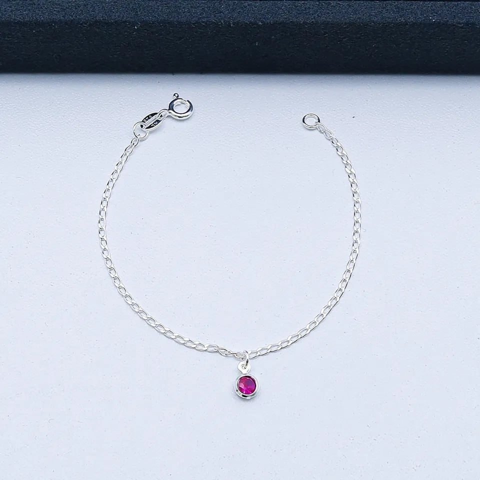 H4-4 PULSEIRA BABY PEDRINHA REDONDA ROSA PINK | Everest Jóias