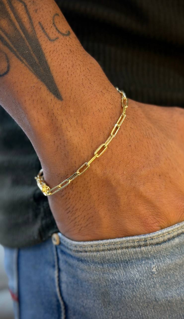 PULSEIRA CADEADO QUINA LONG DE 4MM | Everest Jóias