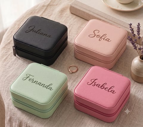 Porta Joias Personalizável - Couro Sintético | Like Joias e Acessórios
