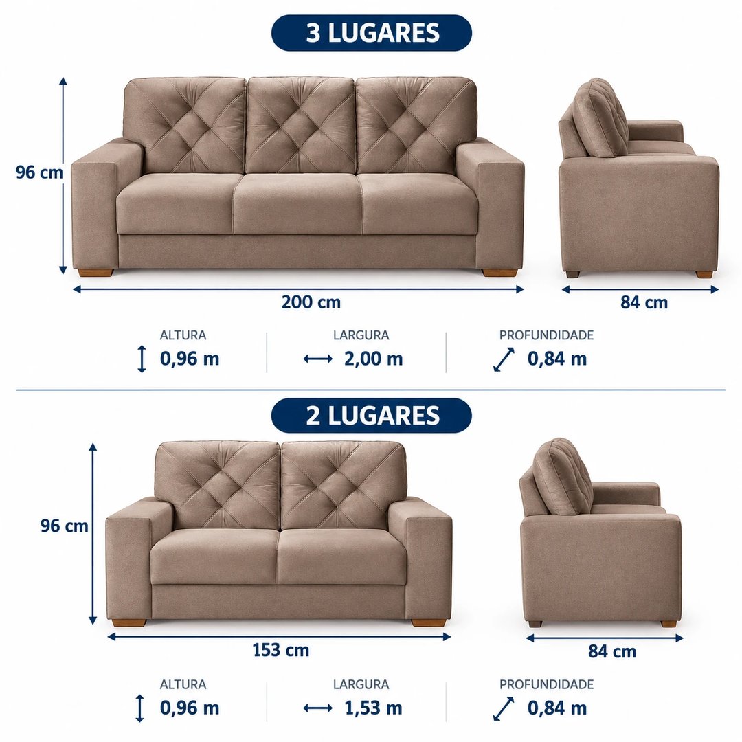 Sofá Rondomóveis 3 e 2 Lugares CJ-175 | ELETRO KIT (3)
