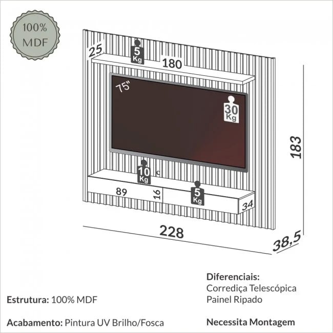 Painel Dalla Costa Ripado TB182 | ELETRO KIT (5)