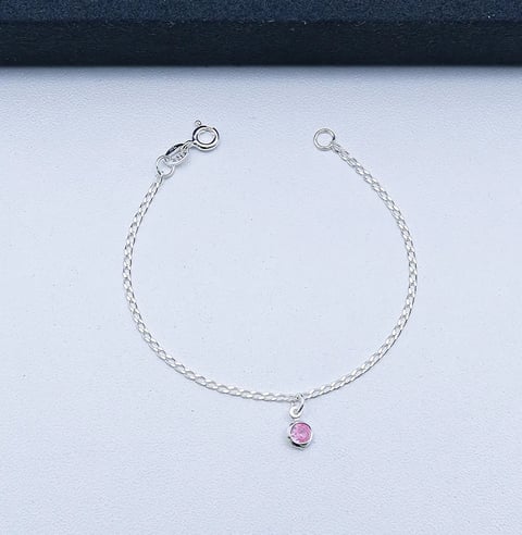 H5-83 PULSEIRA BABY PEDRINHA REDONDA ROSA | Everest Jóias