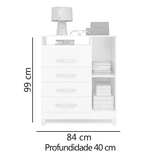 Cômoda Albatroz Turquesa com 4 Gavetas e 1 Porta | ELETRO KIT (5)