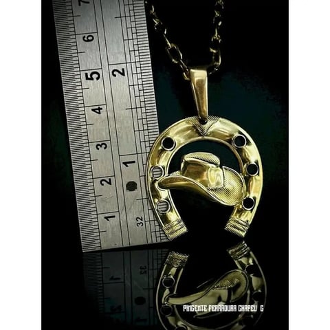 PINGENTE FERRADURA CHAPEU G | Mafia do Ouro18k