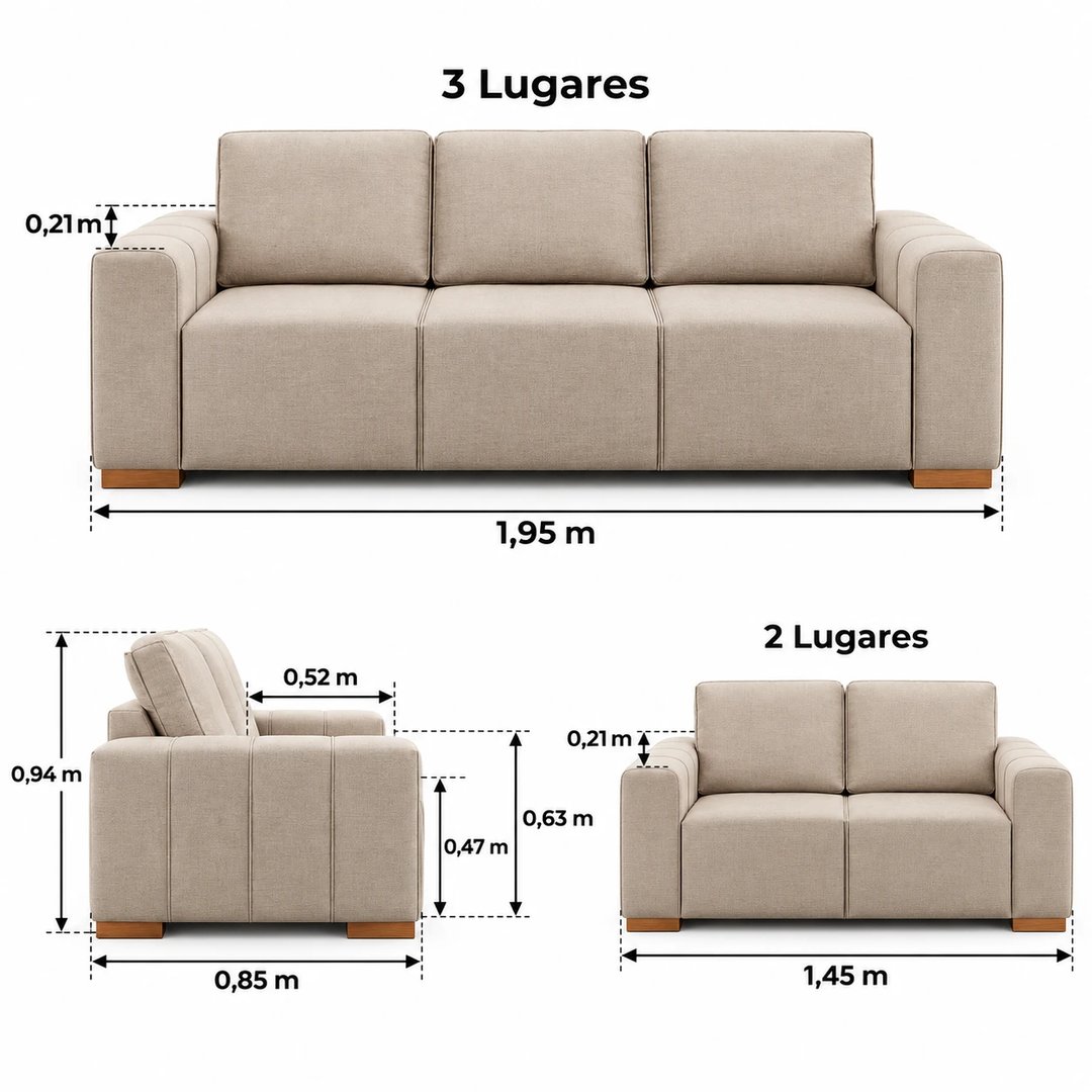 Sofá Plataforma 3 e 2 Lugares MP2372 | ELETRO KIT (2)