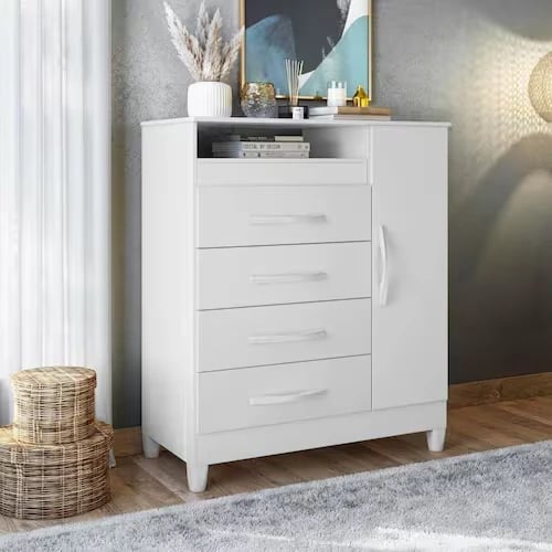 Cômoda Albatroz Turquesa com 4 Gavetas e 1 Porta | ELETRO KIT (3)