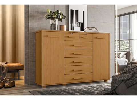 Cômoda Albatroz Fontana 7 Gavetas e 2 Portas com Chave em 2 Gavetas | ELETRO KIT