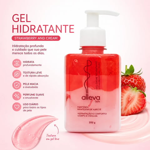 Gel creme hidratante corpo e virilha 300g MORANGO | Loja Chrysdape