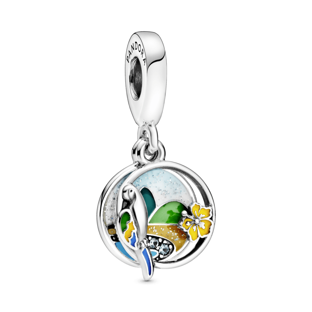 Charm Pendente Papagaio E Praia Do Brasil | Like Joias e Acessórios