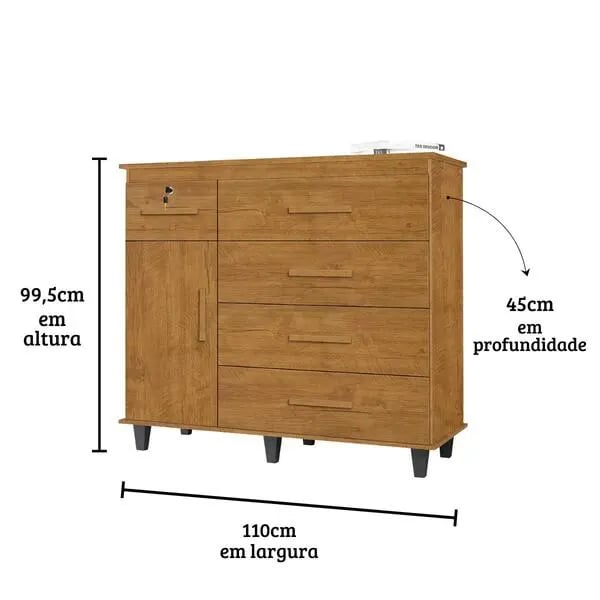 Cômoda São Miguel Turmalina com 5 Gavetas 1 porta | ELETRO KIT (2)
