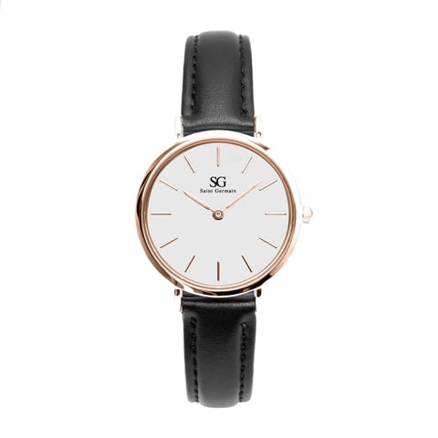 Relógio Feminino Preto Pulseira De Couro Murray Rosé Gold 32mm | Like Joias e Acessórios