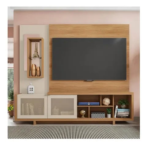 Estante Home Para Tv Até 65 Polegadas Linus 2 Portas Caemmun Cor Marrom-claro | Decoralar móveis e eletrodomésticos