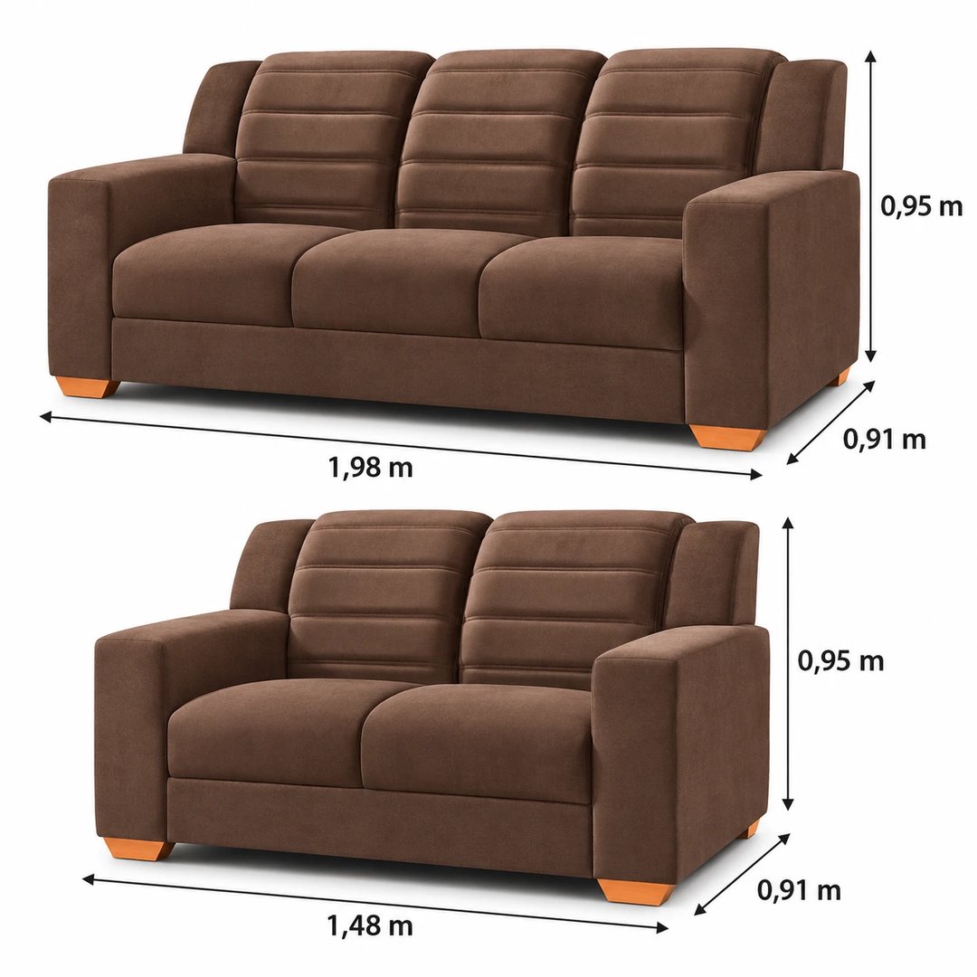 Sofá TOP Estofados 3 e 2 Lugares Mônaco | ELETRO KIT (3)