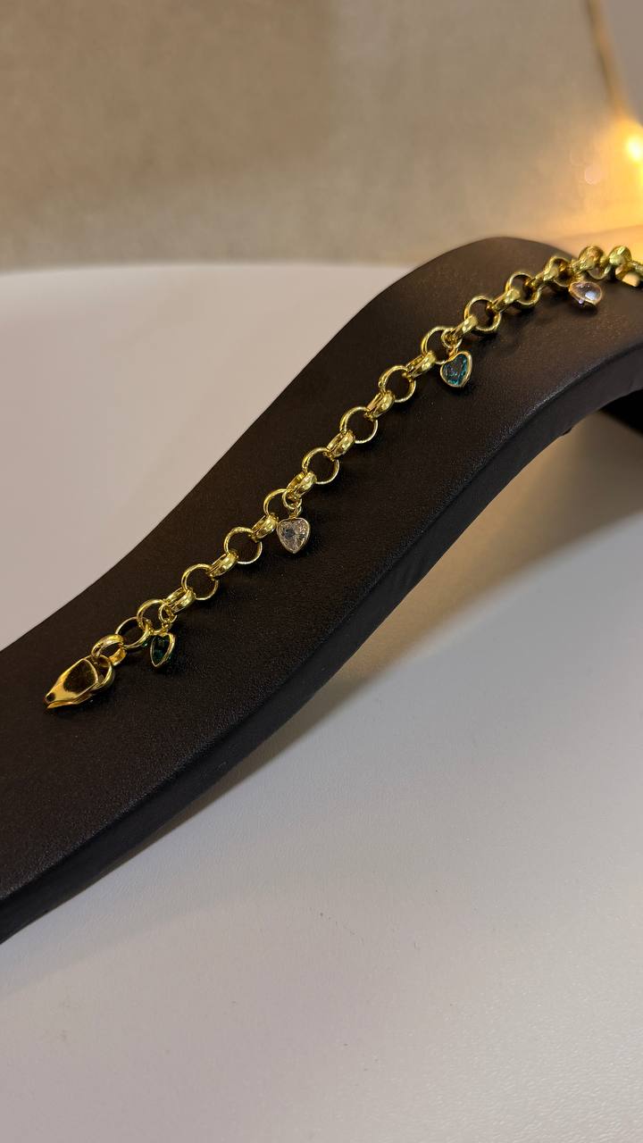 PULSEIRA ELO PORTUGUÊS COM 4 CORAÇÕES | Everest Jóias (3)