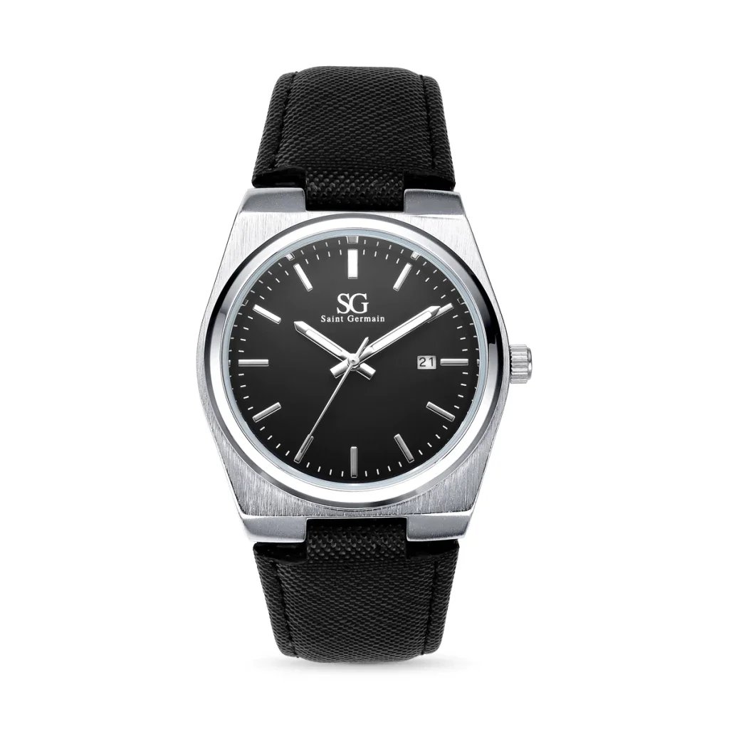 Relógio Masculino Quadrado Hudson Date Caixa Prata com Pulseira Preta | Like Joias e Acessórios