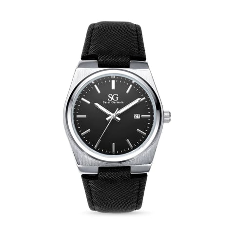 Relógio Masculino Quadrado Hudson Date Caixa Prata com Pulseira Preta | Like Joias e Acessórios