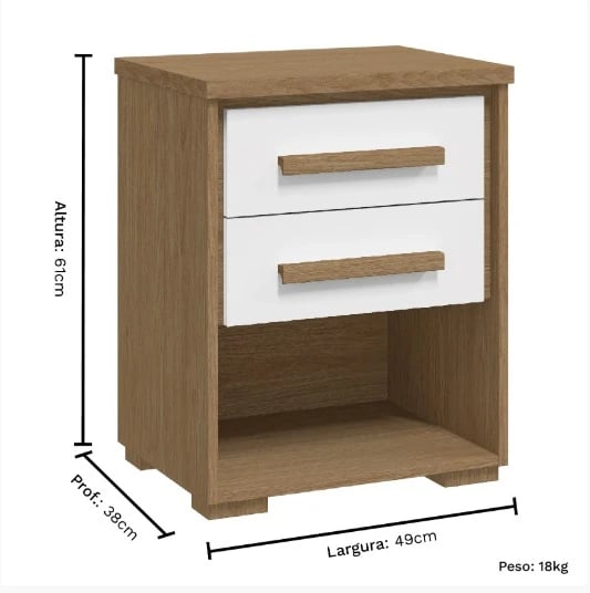 Mesa de Cabeceira Rimo Angra com 2 Gavetas | ELETRO KIT (2)