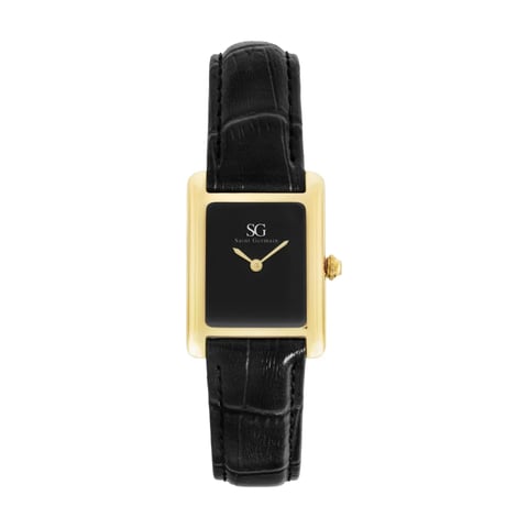 Relógio Minimalista Quadrado Square Croco Murray Black Gold | Like Joias e Acessórios