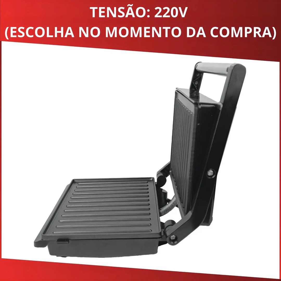 Grill Panini 1200w Chapa Antiaderente, Grelha Adaptável, Luz Indicadora Kian Electro Prateado Preto | Decoralar móveis e eletrodomésticos (3)