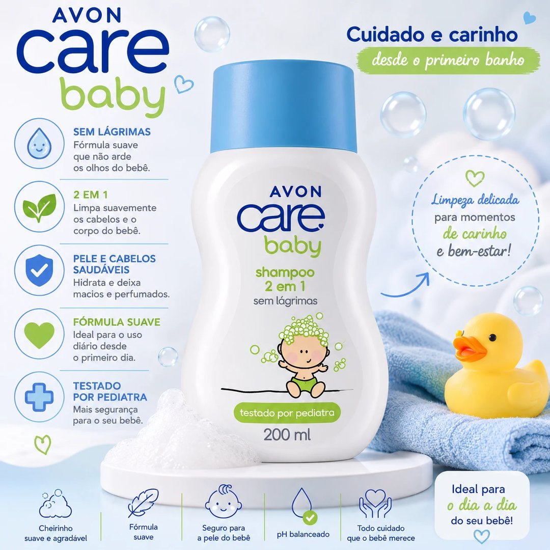 Shampoo 2em1 Avon Care Baby 200ml | Loja Chrysdape