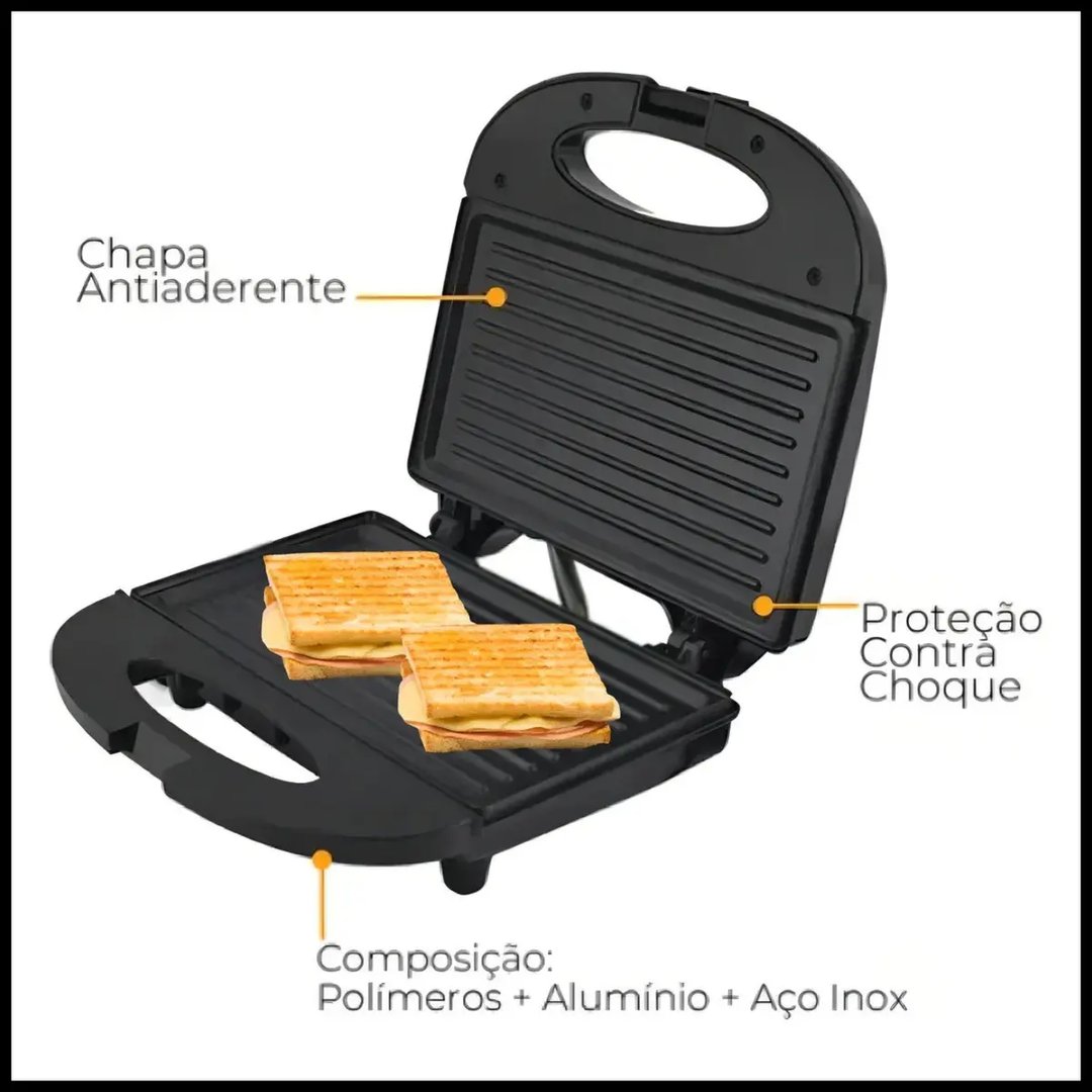Sanduicheira E Grill 2 Em 1 Cor Vermelho Kian | Decoralar móveis e eletrodomésticos (3)