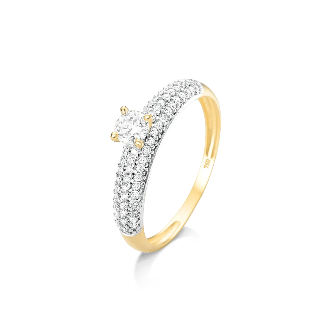 SOLITÁRIO COM ARO CRAVEJADO RODINADO EM ZIRCÔNIAS - OURO 18K | Everest Jóias