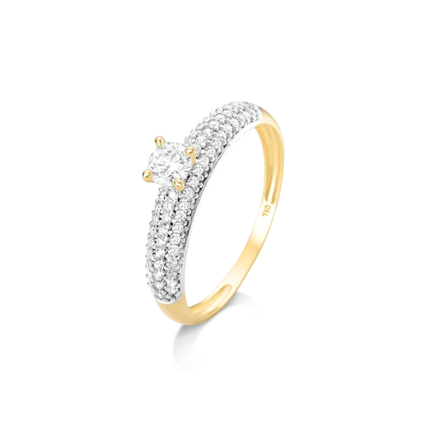SOLITÁRIO COM ARO CRAVEJADO RODINADO EM ZIRCÔNIAS - OURO 18K | Everest Jóias