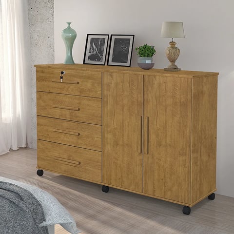 Cômoda São Miguel Bronze com 4 Gavetas 2 portas | ELETRO KIT