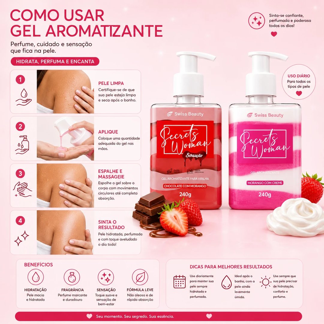 Gel aromatizante para virilha 240g SECRETS WOMAN | Loja Chrysdape (2)