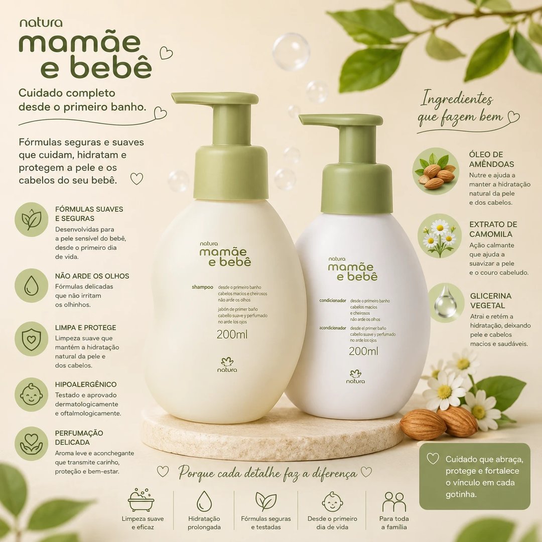 Shampoo ou Condicionador 200ml MAMÂE BEBÊ | Loja Chrysdape