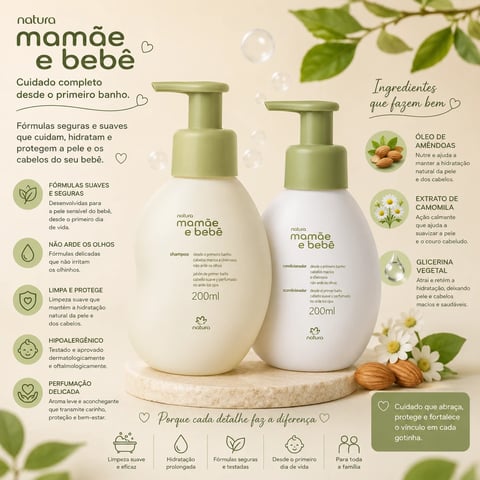 Shampoo ou Condicionador 200ml MAMÂE BEBÊ | Loja Chrysdape