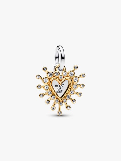 Charm pendente duplo com coração radiante | Like Joias e Acessórios