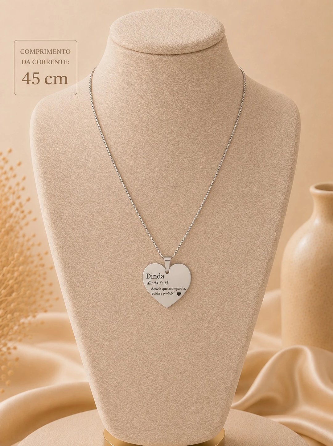 Colar Coração G Personalizável - Aço Inox | Like Joias e Acessórios