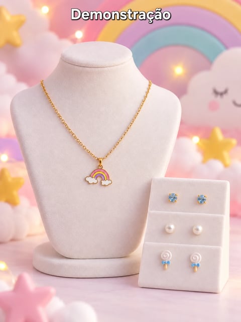 Conjunto 01 colar e 03 pares de brincos (03 OPÇÕES) | Loja Chrysdape