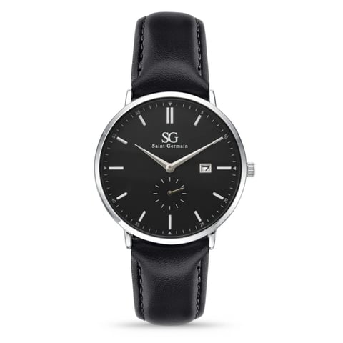 Relógio Masculino Murray Seconds Hill Caixa Prata com Fundo Preto e Data 40mm | Like Joias e Acessórios